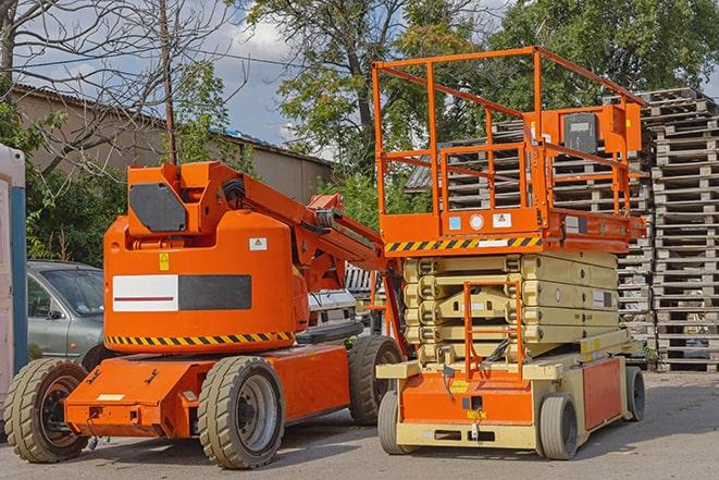 industrial forklift lifting heavy loads in a warehouse in Lakehurst